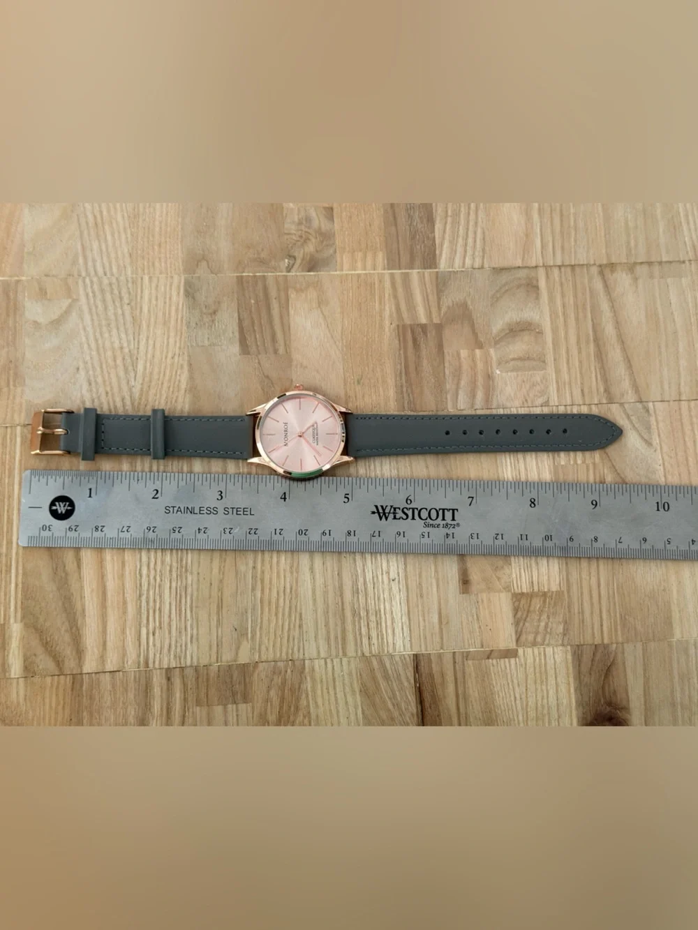 Monroe Classique by Maestro Luxury Watch Rose Gold Dial Gray Leather Strap NWOT